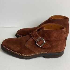 BONTONI Visionario Brown Suede Monk Boot 9.5 Italian Designer Old Money Luxury